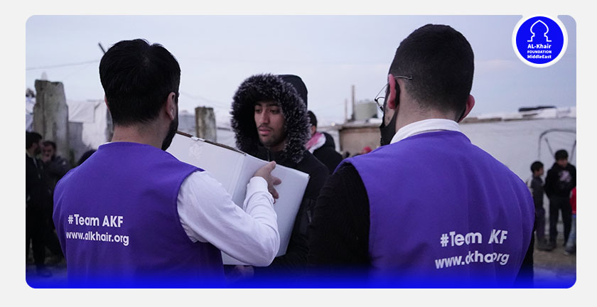 الخير وأغصان الأمل الفرنسيه توزعان مئات المساعدات على اللاجئين في لبنان