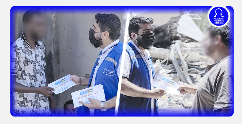 الخير تقدم المساعدات النقدية لـ1000 أسرة في غزة من متضرري العدوان